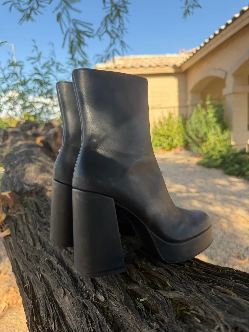 Bershka Women's Black Platform High Heel Ankle Boots